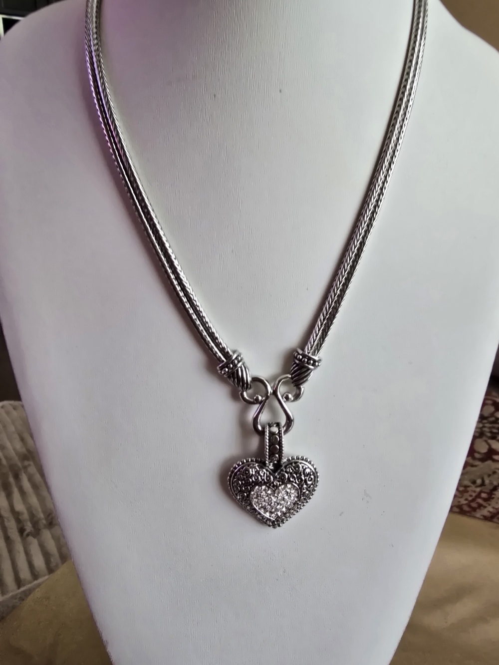 Lia Sophia "Love Dust" Silver Heart Pendant Necklace with Crystal Accents